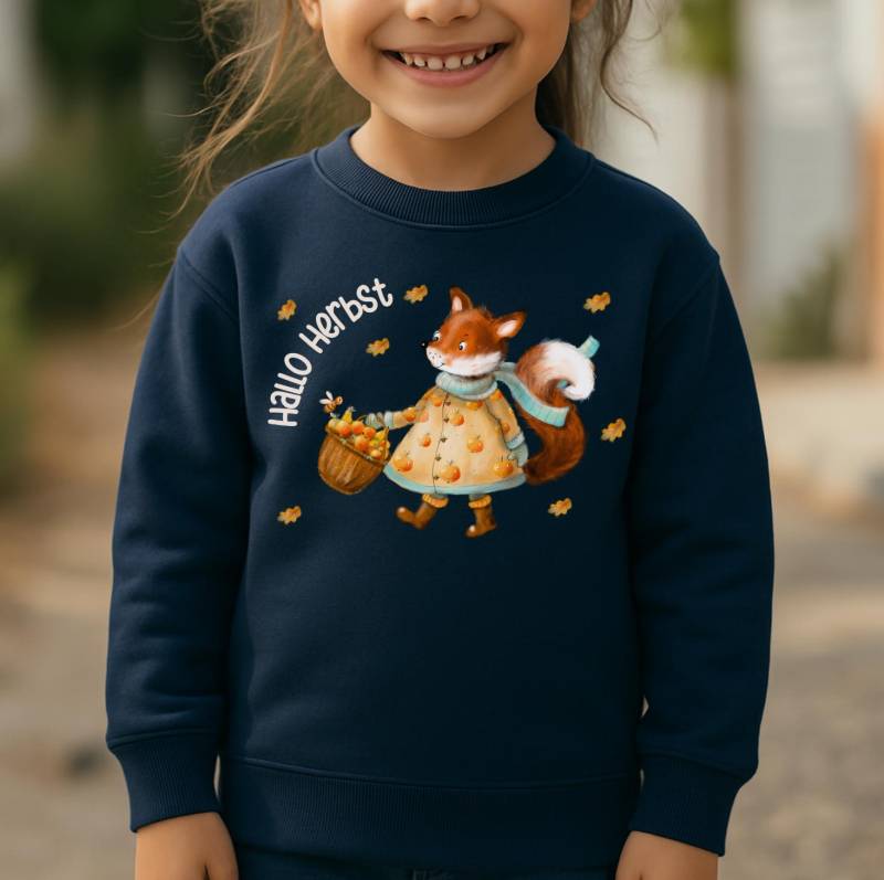 Kinderpullover Mit Fuchs Motiv - Kuscheliges Herbst Sweatshirt Für Mädchen Und Jungen Waldtier Kleidung „Hallo Herbst" Outfit von InselKids