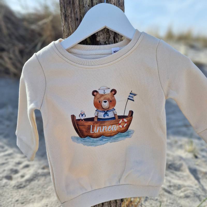 Pullover Sweatshirt Sweater Personalisiert Kinderpullover Babypullover Pulli Bär Matrose Boot Unterwasser von InselKids