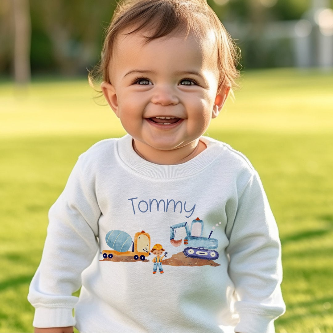 Pullover Sweatshirt Sweater Personalisiert Kinderpullover Babypullover Pulli Bagger Baustelle Bauarbeiter Radlader Pullover Sweatshirt Sweater Personalisiert Kinderpullover Babypullover Pulli Bagger Baustelle Bauarbeiter Radlader von InselKids