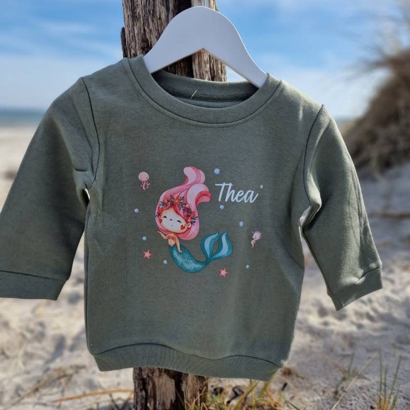 Pullover Sweatshirt Sweater Personalisiert Kinderpullover Babypullover Pulli Meerjungfrau Nixe Unterwasser von InselKids