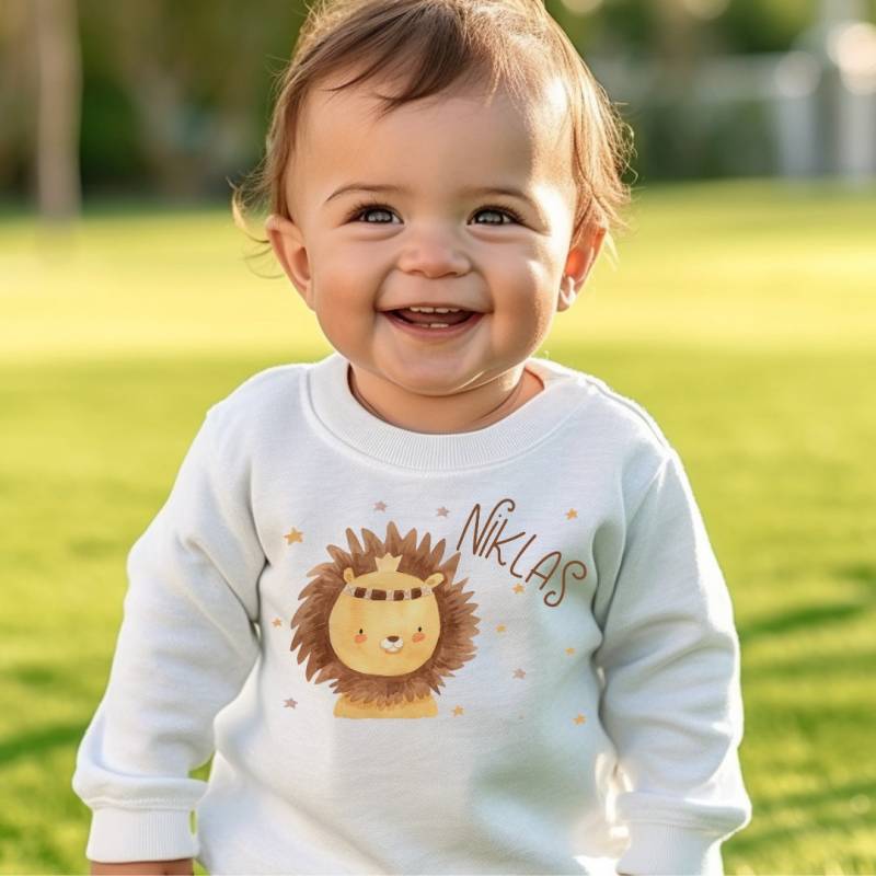 Pullover Sweatshirt Sweater Personalisiert Kinderpullover Babypullover Pulli Regenbogen Löwe Boho von InselKids