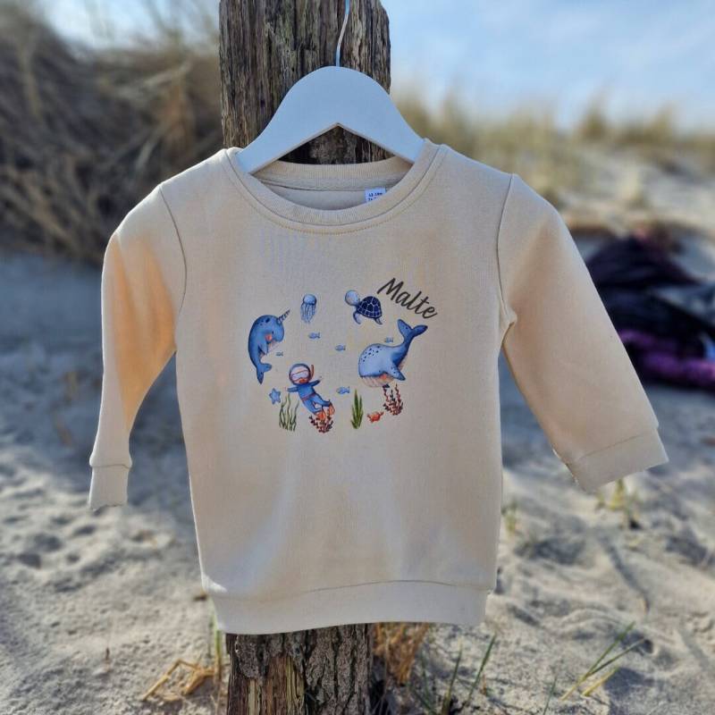 Pullover Sweatshirt Sweater Personalisiert Kinderpullover Babypullover Pulli Wal Unterwasser von InselKids