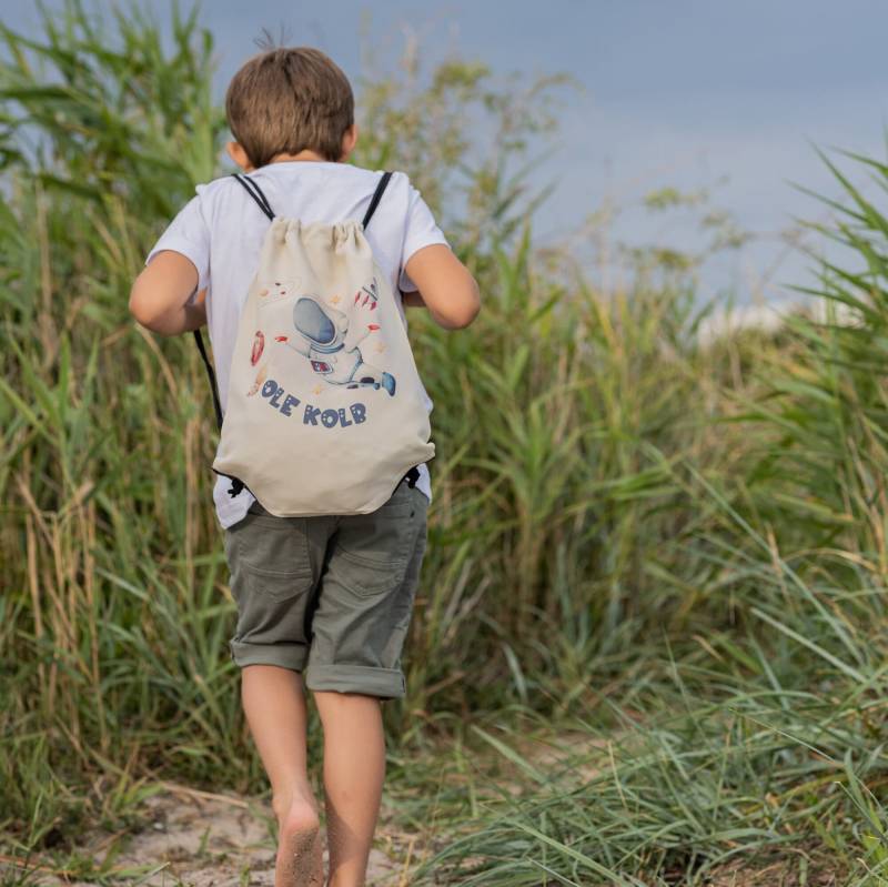 Sportbeutel Turnbeutel Mit Name Personalisiert Astronaut Weltraum Weltall Planeten von InselKids