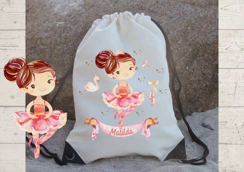 Sportbeutel Turnbeutel Mit Name Personalisiert Ballerina Tänzerin Ballett von InselKids