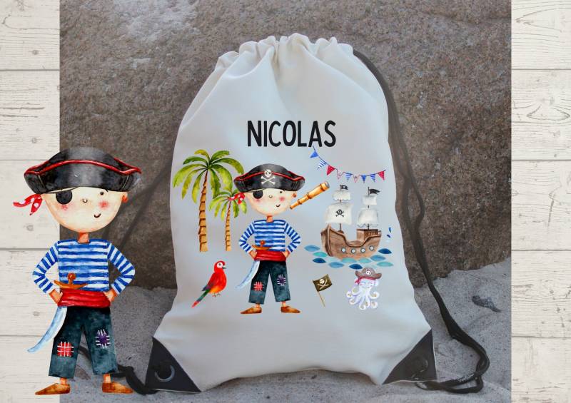 Sportbeutel Turnbeutel Mit Name Personalisiert Pirat Piratenschiff Seeräuber von InselKids