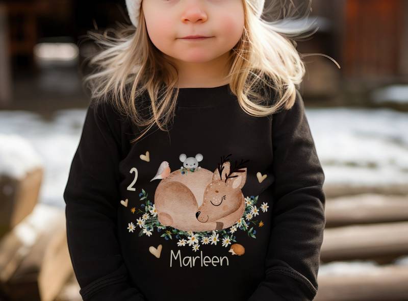 T-Shirt Geburtstagsshirt Personalisiert Geburtstagskind Geburtstag Junge Mädchen Waldtiere Bär Reh Fuchs Eule Vogel von InselKids