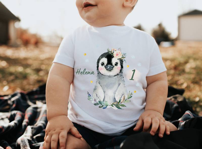 T-Shirt Geburtstagsshirt Personalisiert Geburtstagskind Junge Mädchen Pinguin Pinguin-Mädchen von InselKids