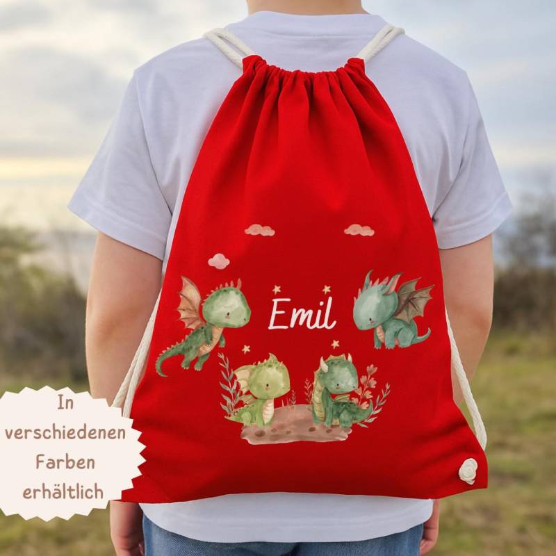 Turnbeutel Drache Mit Namen - Personalisierter Sportbeutel Für Kinder Kita Beutel Geschenk Einschulung Flugdrache Jungen Motiv von InselKids