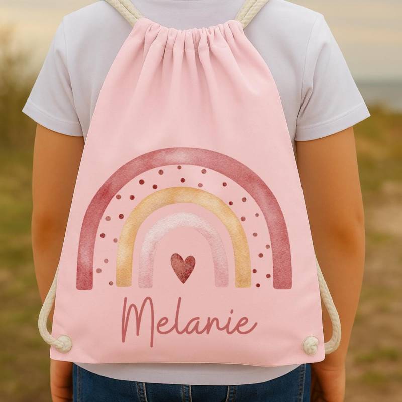 Turnbeutel Regenbogen Mit Namen - Personalisiert Für Mädchen Kita Tasche Einschulung Geschenk Boho Stil von InselKids