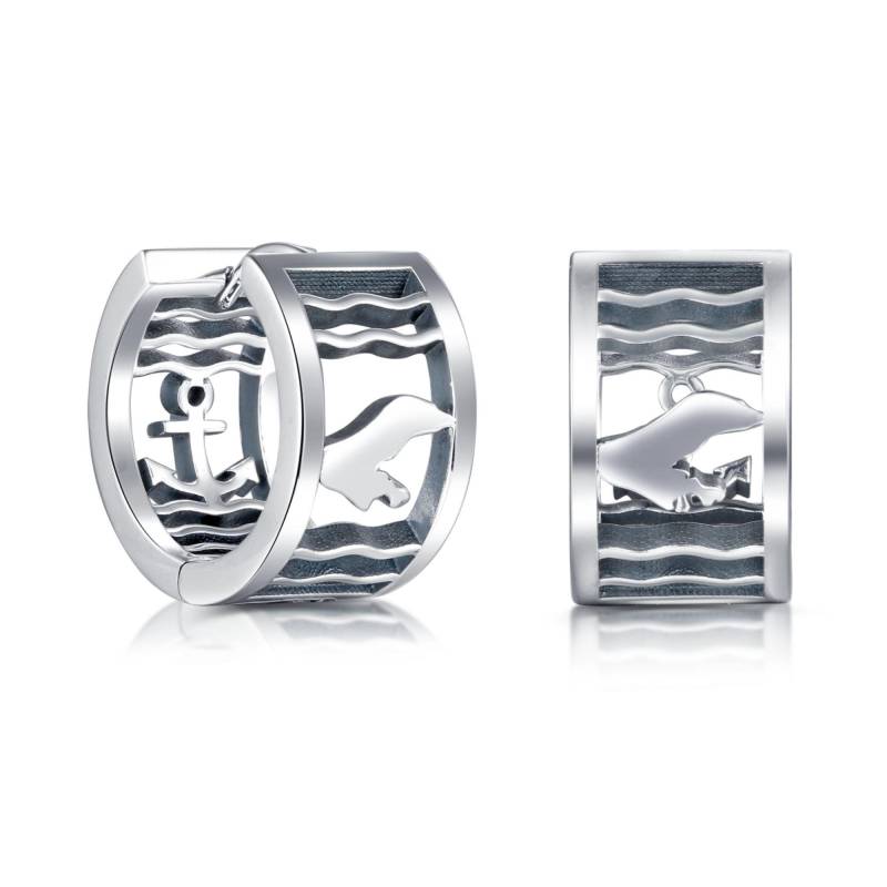 Creolen „Borkum Wellen & Anker" - Rhodiniertes 925Er Sterlingsilber Borkumschmuck Creolen „Borkum Wellen & Anker" - Rhodiniertes 925Er Sterlingsilber Borkumschmuck von Inselklunker