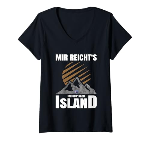 Damen Wandertouren Zubehör Inseltrip Souvenir Wandern Island T-Shirt mit V-Ausschnitt von Inseltrip Island Wandern und Wandertouren Zubehör