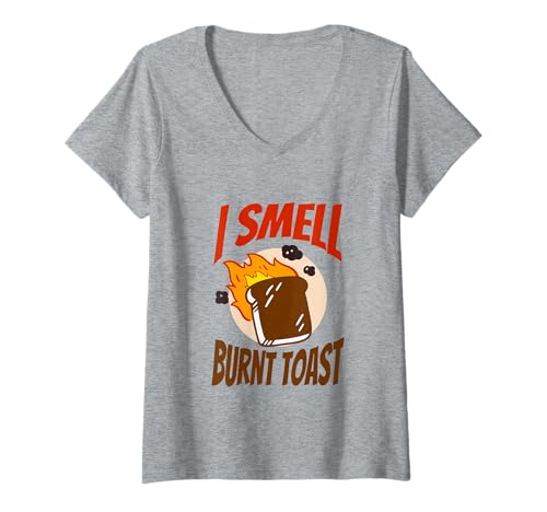 Damen Ich rieche verbrannten Toast, kanadischer Insider-Witz T-Shirt mit V-Ausschnitt Damen Ich rieche verbrannten Toast, kanadischer Insider-Witz T-Shirt mit V-Ausschnitt von Inside Joke