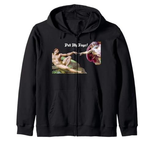 Pull My Finger – Michelangelo Creation of Man Furz Humor Kapuzenjacke von Inside Out Designs