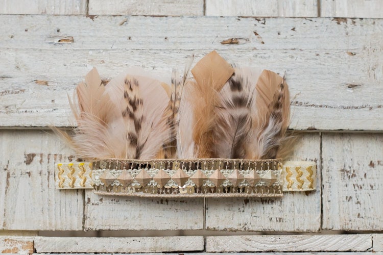 Gold Und Creme Feder Stirnband, Krone Gold Und Creme Feder Stirnband, Krone von InsideQuinnsCloset