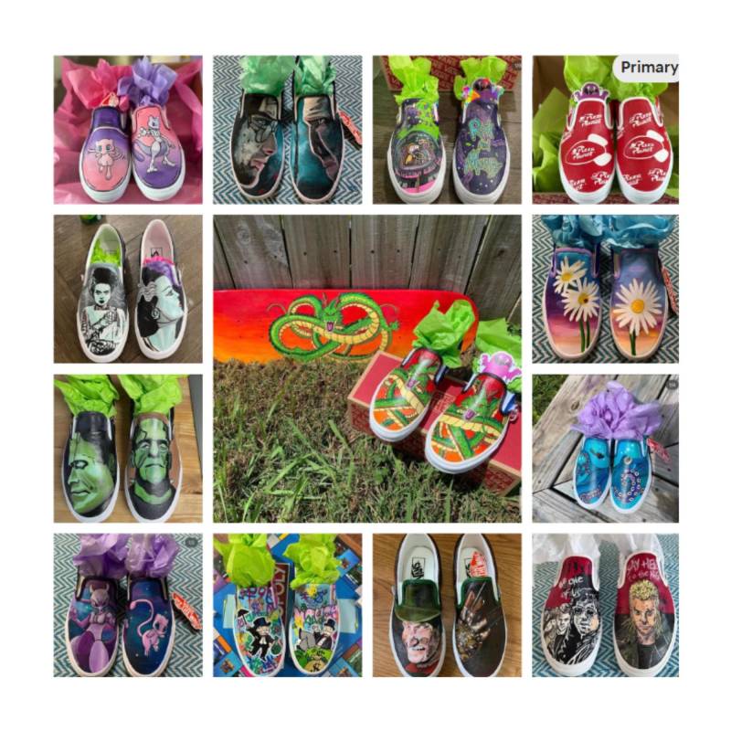 Benutzerdefinierte Handbemalte Vans Slip-On-Schuhe, Charakterschuhe, Personalisiert, Porträtschuhe, Gemalte Schuhe, Vans Anpassen von InsidiousApparel