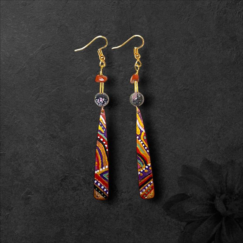 Ohrringe Schmuck Handbemalt Unikat Nachhaltig Handgefertigt Kunstvoll Einzigartig Künstler Bunt Gustav Klimt Hundertwasser Geschenk von InspiArtByLena