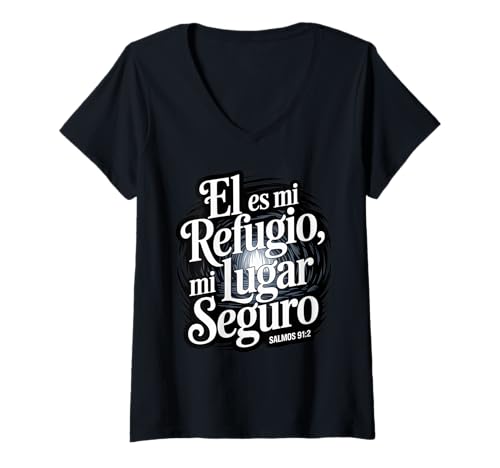 Damen Psalmen 91:5.1 cm Spanisch - Él es mi Refugio lugar seguro T-Shirt mit V-Ausschnitt Damen Psalmen 91:5.1 cm Spanisch - Él es mi Refugio lugar seguro T-Shirt mit V-Ausschnitt von Inspiration Bible Quote Spanish