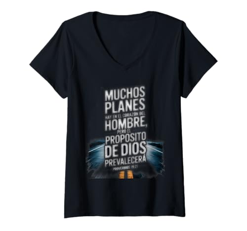 Damen Sprichwörter 19:21 - Dios Tiene EL Control Spanischer Bibelvers T-Shirt mit V-Ausschnitt von Inspiration Bible Quote Spanish