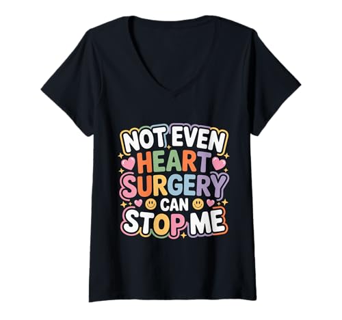 Damen Not Even Heart Surgery Can Stop Me Herzüberlebender - T-Shirt mit V-Ausschnitt von Inspiration für Herzkrieger