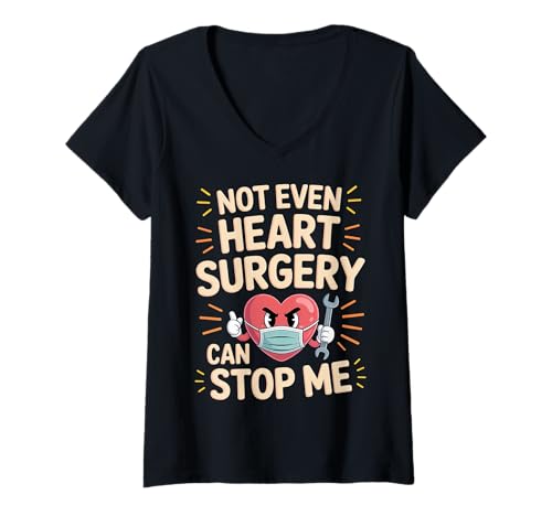 Damen Not Even Heart Surgery Can Stop Me Herzüberlebender - T-Shirt mit V-Ausschnitt von Inspiration für Herzkrieger