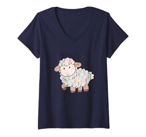 Damen Der Herr ist Mein Hirte Psalm 23:1 T-Shirt mit V-Ausschnitt Damen Der Herr ist Mein Hirte Psalm 23:1 T-Shirt mit V-Ausschnitt von Inspirational Faithful Psalm Sheep Cute Animal