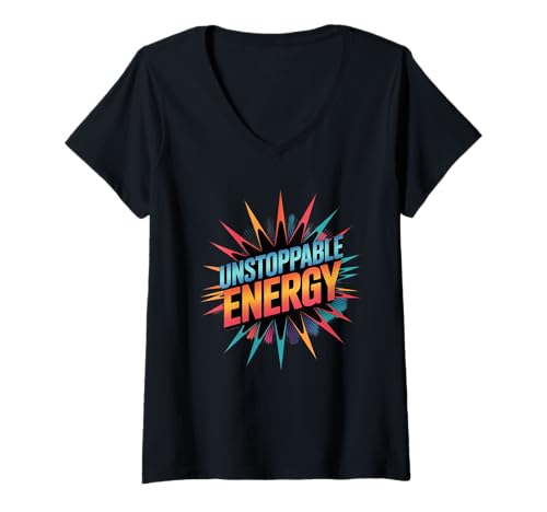 Damen Unstoppable Energy Motivierendes positives Zitat. T-Shirt mit V-Ausschnitt Damen Unstoppable Energy Motivierendes positives Zitat. T-Shirt mit V-Ausschnitt von Inspirational Fitness Mindset and Positive Energy
