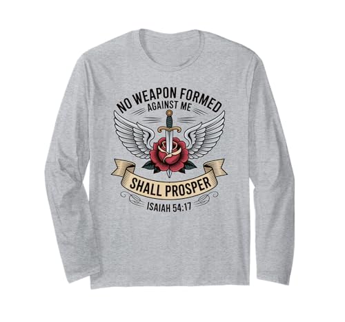 Divine Protection Religious Woman Isaia 54:17 scripture Langarmshirt Divine Protection Religious Woman Isaia 54:17 scripture Langarmshirt von Inspirational Message Christian Woman