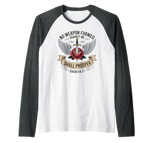 Divine Protection Religious Woman Isaia 54:17 scripture Raglan Divine Protection Religious Woman Isaia 54:17 scripture Raglan von Inspirational Message Christian Woman