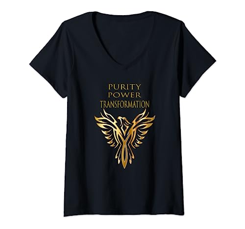 Damen Purity Power Transformation Phoenix T-Shirt T-Shirt mit V-Ausschnitt von Inspirational Phoenix T-Shirt