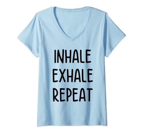 Damen Inhale Exhale Repeat Yoga Meditation Achtsamkeit Spiritual T-Shirt mit V-Ausschnitt Damen Inhale Exhale Repeat Yoga Meditation Achtsamkeit Spiritual T-Shirt mit V-Ausschnitt von Inspirational Positive Fitness Zen Mental Health