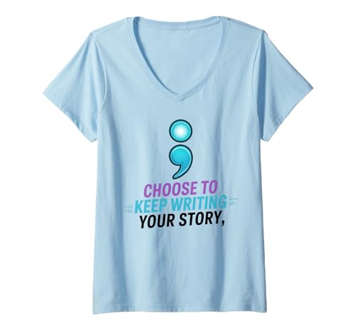 Damen Motivational Positive Choose to Keep Writing Your Story T-Shirt mit V-Ausschnitt Damen Motivational Positive Choose to Keep Writing Your Story T-Shirt mit V-Ausschnitt von Inspirational Quotes