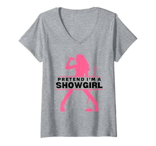 Damen Pretend I'm A Showgirl T-Shirt mit V-Ausschnitt von Inspirational and Motivational Showgirls