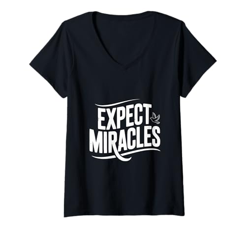Damen Erwarten Sie Wunder mit Einer friedlichen Taube T-Shirt mit V-Ausschnitt Damen Erwarten Sie Wunder mit Einer friedlichen Taube T-Shirt mit V-Ausschnitt von Inspirational for Every Occasion