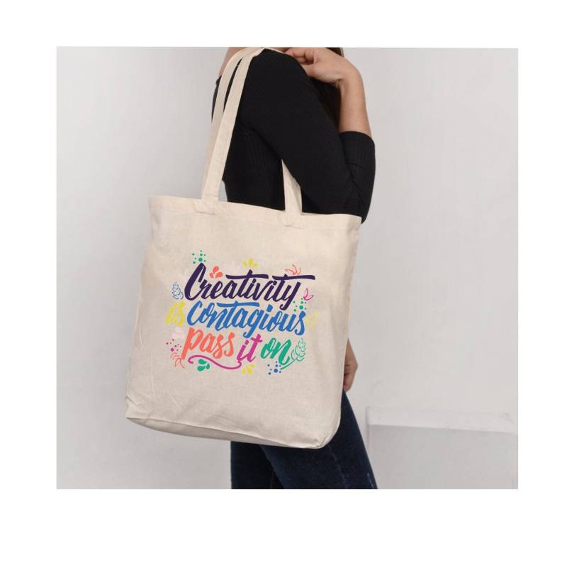 Baumwolltasche Creativity Is Contagious, Designer Zitat von InspirationsinPrint