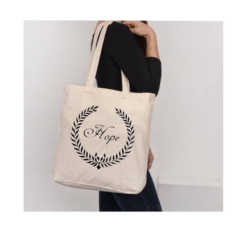 Hope Wreath Canvas Einkaufstasche - Inspirational Zitat Wiederverwendbar-Einkaufstasche von InspirationsinPrint