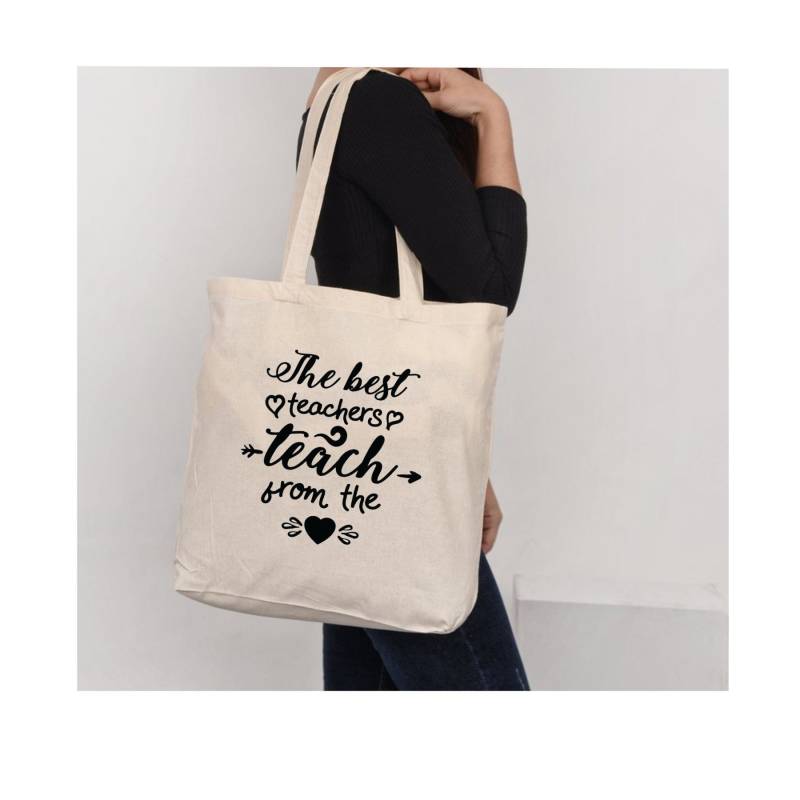 "Lehrer Wertschätzung - Canvas Tragetasche "Teach From The Heart" Design von InspirationsinPrint