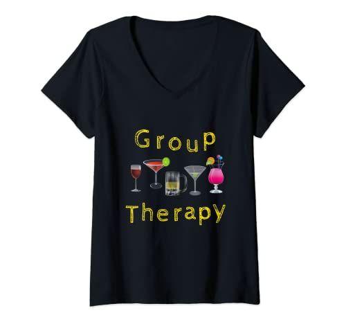 Damen Fun Party T-Shirt Gruppentherapie T-Shirt mit V-Ausschnitt Damen Fun Party T-Shirt Gruppentherapie T-Shirt mit V-Ausschnitt von Inspire Nation