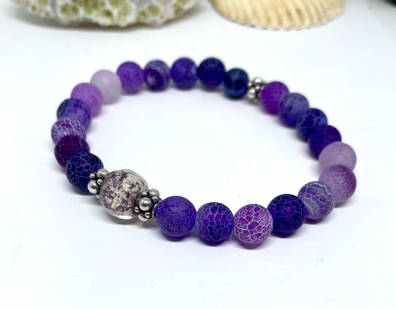 Haustier Erinnerung Armband Lila Achat Asche Andenken Mit Sterling Silber, Eine Perle Haustier Erinnerung Armband Lila Achat Asche Andenken Mit Sterling Silber, Eine Perle von InspireGlassStudio