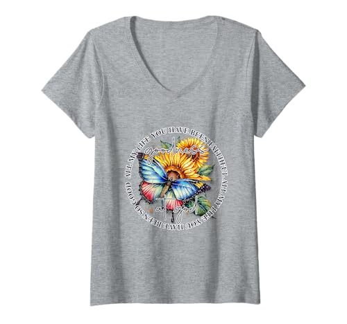 Damen Goodness of God Floral Bibelvers Christian T-Shirt mit V-Ausschnitt Damen Goodness of God Floral Bibelvers Christian T-Shirt mit V-Ausschnitt von Inspired Christian Gifts