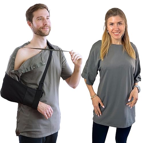 Hemd nach Operationen mit Druckknöpfen links und rechts - Grau - 3X-Groß von Inspired Comforts