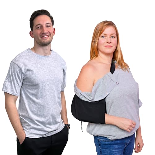Inspired Comforts Unisex-Shirt für rechte Schulter und seitlicher Zugang nach Operationen und Reha, GRAU, Klein von Inspired Comforts