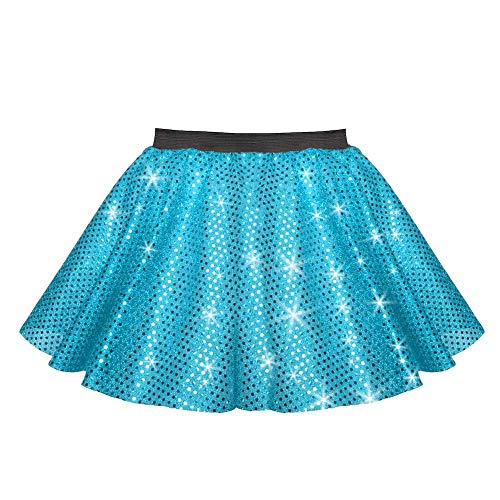 Inspired Costumes Mädchen Paillettenrock – Jazz, Tap, moderner Tanzrock Gr. 10-12 Jahre ( 61 cm Taille), türkis von Inspired Costumes