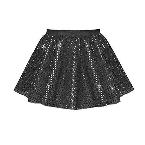 Inspired Costumes Mädchen Paillettenrock – Jazz, Tap, moderner Tanzrock Gr. 6-9 Jahre ( 56 cm Taille), Schwarz von Inspired Costumes