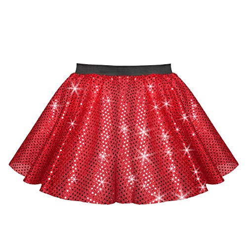 Inspired Costumes Mädchen Paillettenrock – Jazz, Tap, moderner Tanzrock Gr. 6-9 Jahre ( 56 cm Taille), rot von Inspired Costumes