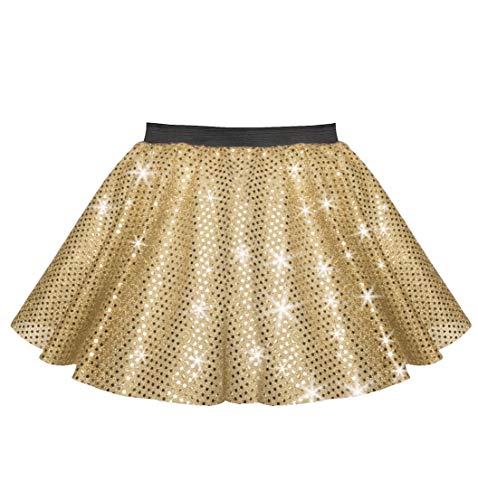 Inspired Costumes Paillettenrock für Mädchen – Jazz, Tap, moderner Tanzrock, gold, 4-5 Jahre von Inspired Costumes