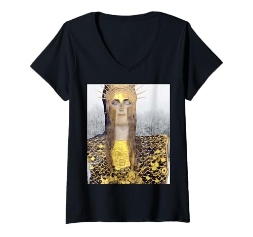 Damen Klimt Athena, Motiv Einer tragbaren Wintergöttin T-Shirt mit V-Ausschnitt Damen Klimt Athena, Motiv Einer tragbaren Wintergöttin T-Shirt mit V-Ausschnitt von Inspired by Klimt Art
