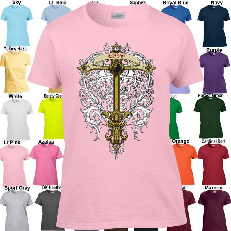Cross Over Sacred Heart Love T-Shirt - Classic Fit Damen Größen Xs 3Xl Erhältlich in 21 Farben von InspiredRebellion