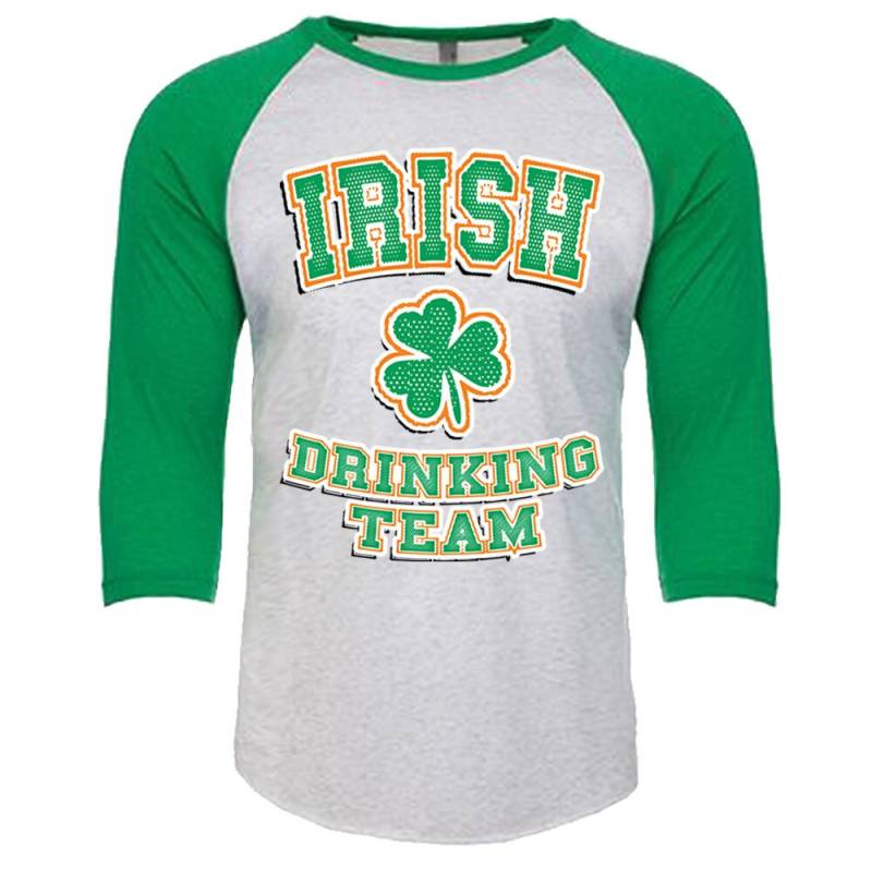 Irish Drinking Team | Shamrock Design - Unisex Tri-Blend 3/4 Ärmel Raglan Baseball T-Shirt Größen Xs-3Xl in 14 Farben von InspiredRebellion