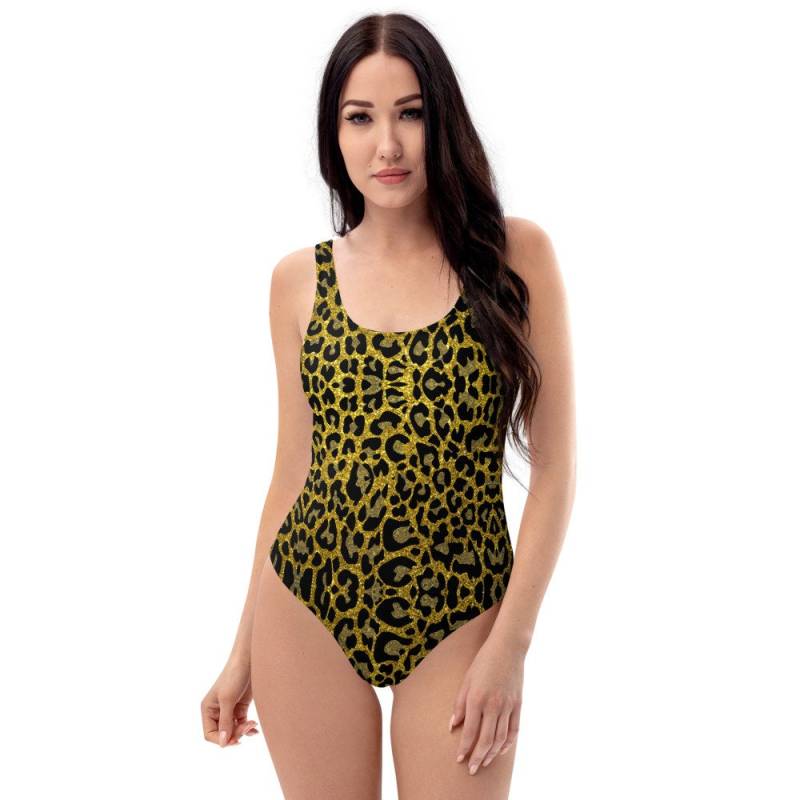 Leopard Glitzer Einteiler Badeanzug | Größen Xs - 3Xl Nicht Echt Glitzer, Design von InspiredRebellion