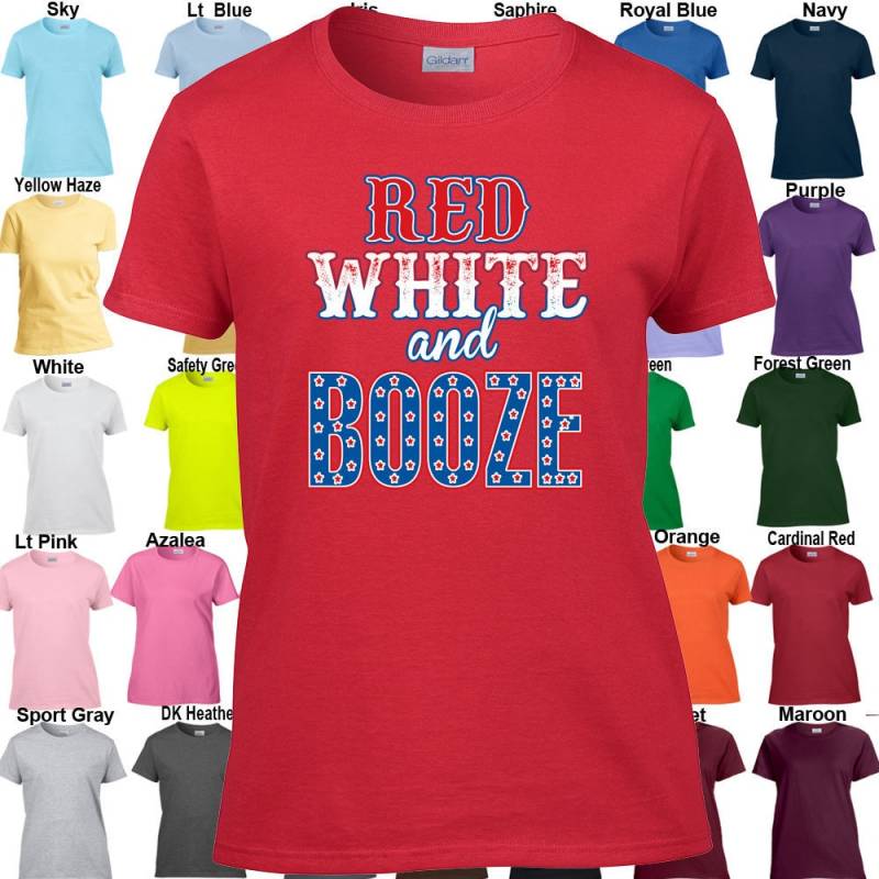 Rot Weiß Und Booze T-Shirt - Classic Fit Damen Größen Xs 3Xl Erhältlich in 21 Farben von InspiredRebellion